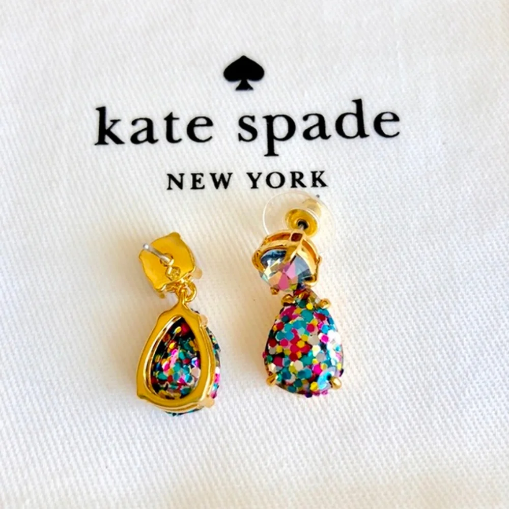 Glitter Pear Stone Drop Earringswith Dust Bag
